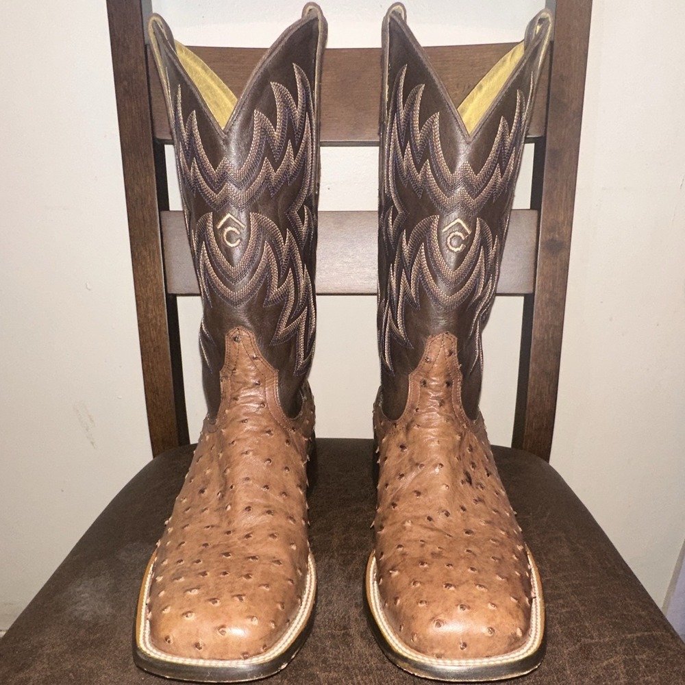 Cavender's Men's Full Quill Ostrich  Pull-On Western Cowboy Boots US 10D EUC
